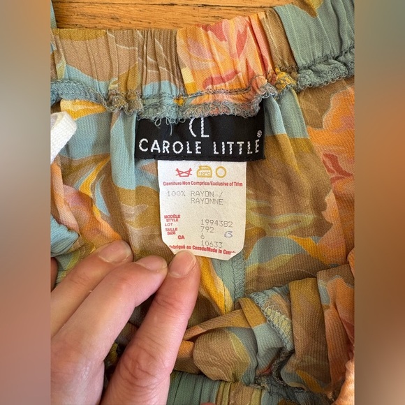 90s Vintage Floral Print Drawstring Pant By Carole Little - Picture 4 of 7